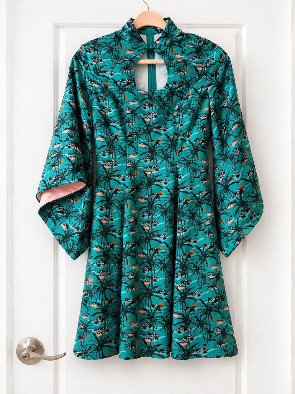 Boulevard Nights Willow Dress | Tropical Palm Print | XS | Retro Pin Up - Picture 2 of 5